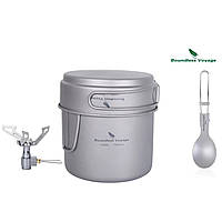 Туристичний посуд + ложка + пальник з титану