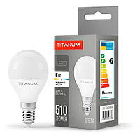 Лампа светодиодная LED G45 шарик 6W E14 4100K 510 Lm TITANUM