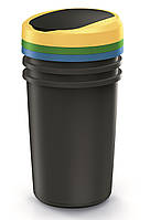 Баки для сортировки мусора Keden COMPACTA R комплект 3x40 л черный крышка синяя, зеленая, желтая