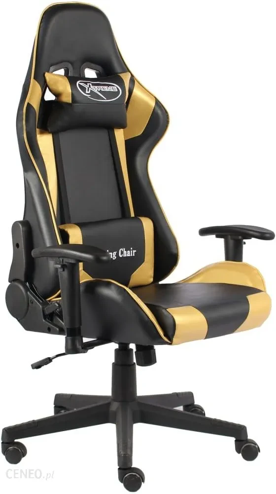 Крісло vidaXL Obrotowy fotel gamingowy, złoty, PVC 20492