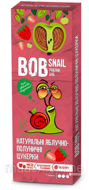 Цукерки яблучно-полуничні пастила Bob Snail, 30г