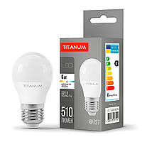 Светодиодная лампа шар LED G45 6W E27 4100K 510 Lm TITANUM