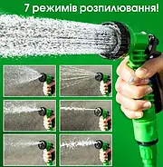 Гнучкий садовий шланг з розпилювачем 7 режимів роботи Мagic House Зелений 75 метрів, фото 3