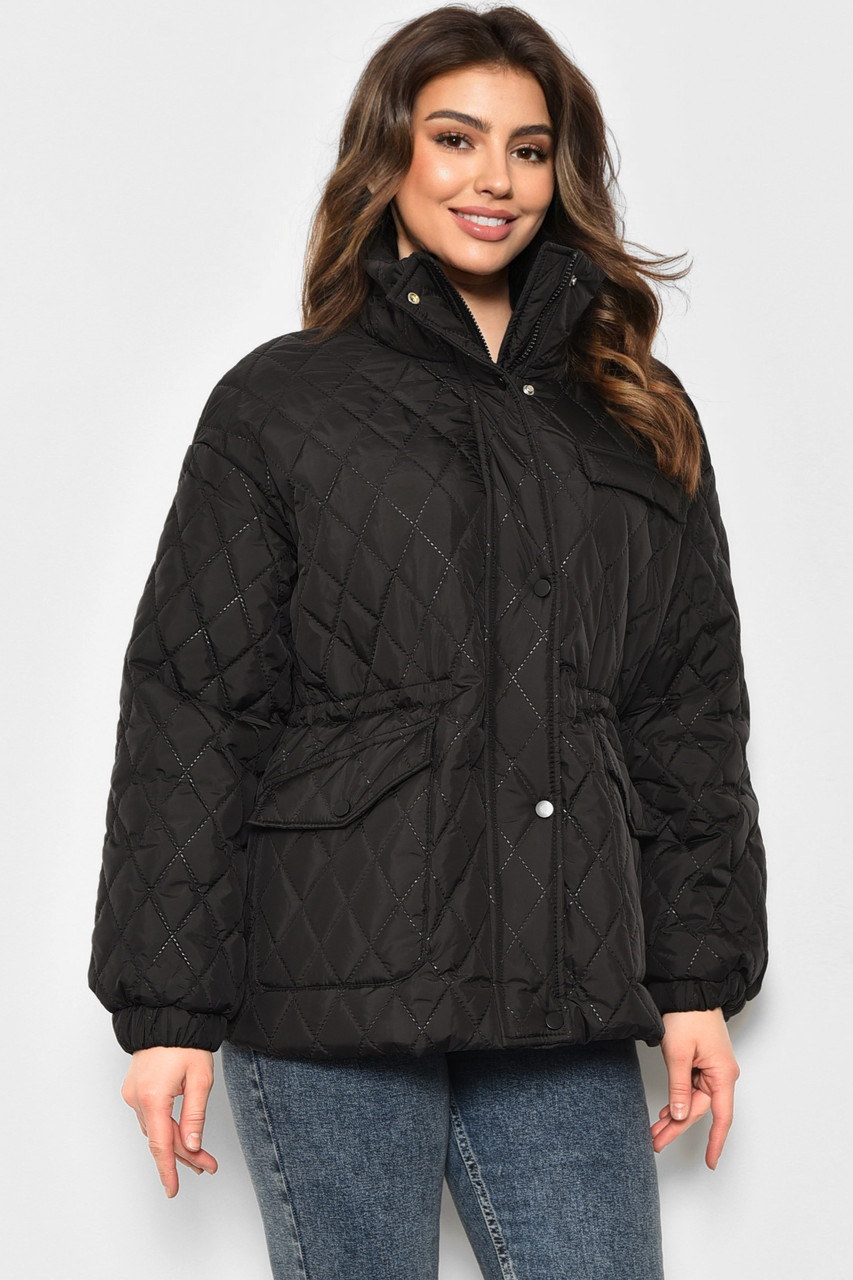Куртка жіноча демісезонна чорного кольору р.XL 175904M, фото 1