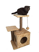 Когтеточка с домиком Мяус Для кошек 46х36х80 см Бежевый (МК-2533371)