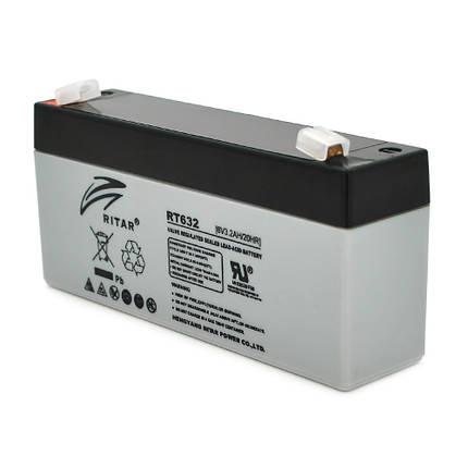 Акумуляторна батарея AGM RITAR RT632, Gray/Black Case, 6V 3.2Ah ( 134х35х60 (66) ) Q10, фото 1