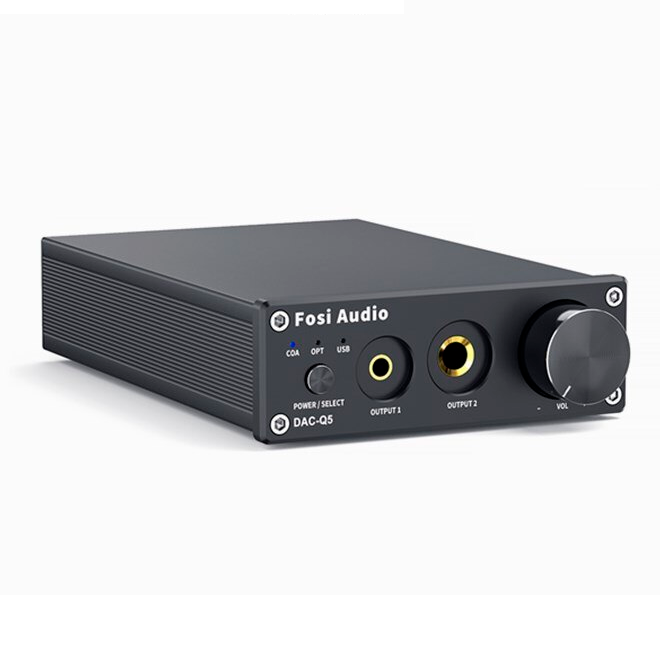 Конвертер звука SPDIF/Coaxial на RCA/3.5/6.35 Fosi Audio DAC-Q5 black, фото 1