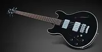 Гітара RockBass Star Bass 4-String, Solid Black High Polish, Fretted - Medium Scale - Lefthand