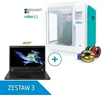 ZESTAW 3 3D Boxlight Robo E3 (z pakietem edukacyjnym i zestawem filamentów 5,5 kg) + Acer i3 10 gen., 4GB RAM,