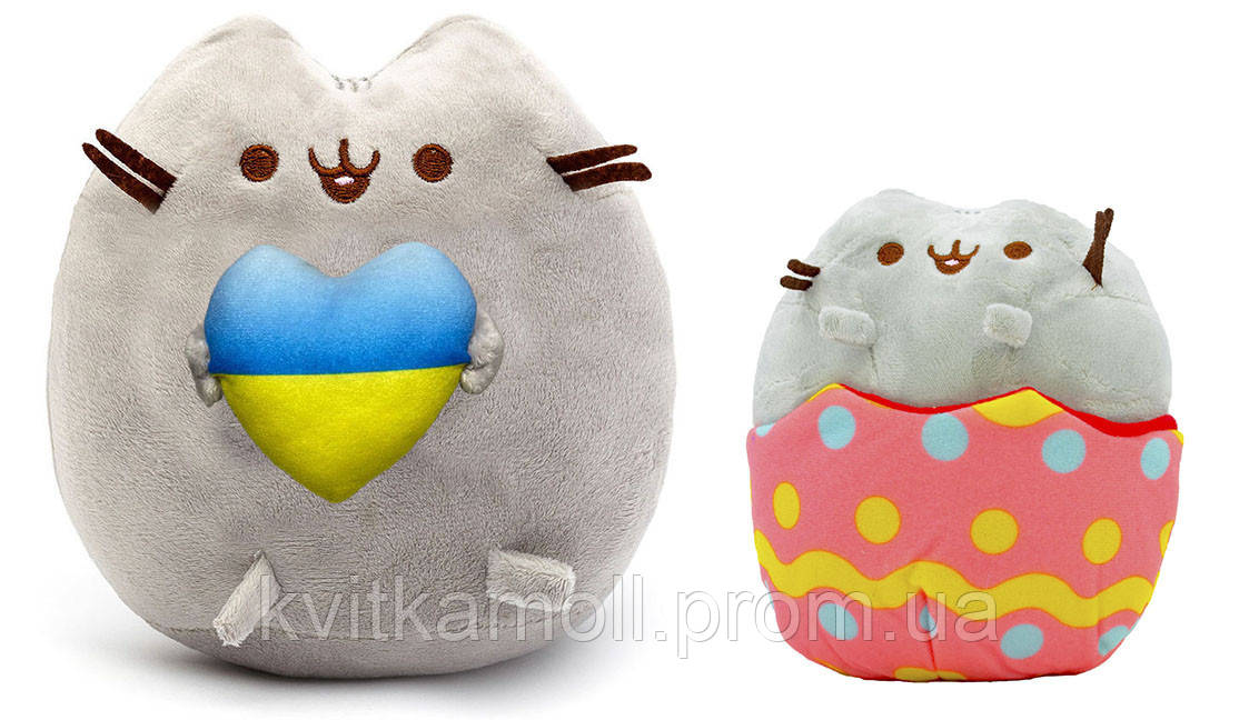 Набор мягких игрушек ST Pusheen cat с сердцем 21х25 см и Кот в яйце 18х15 см Серый (n-10453) KA, код: 8062092 - фото 1 - id-p2143114472