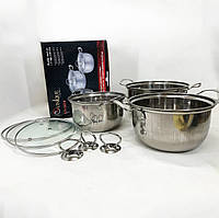 Набор практичных кастрюль UNIQUE UN-5074 | Набор посуды кастрюли | Набор посуды для FE-525 индукционных плит