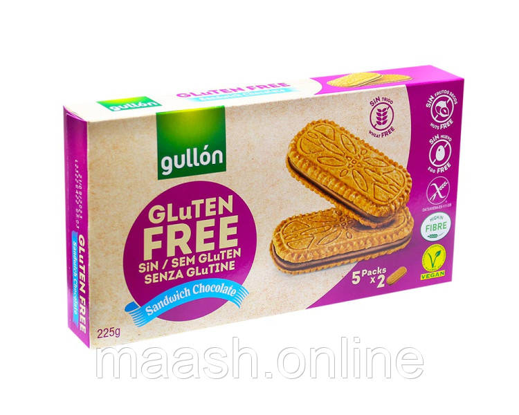 Печиво шоколадний сендвіч без глютену Sandwich choco GULLON, 225г
