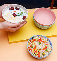 Набір тарілок із пшеничного лушпиння, круглі глибокі