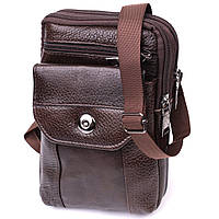 Компактная мужская сумка на пояс из натуральной кожи Vintage 22141 Коричневый надежная средняя, на каждый день