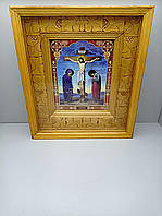 Икона Б/У Икона фотопринт Иисус Христос в деревянной рамке ручной работы