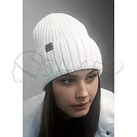 Шапка женская одинарная с отворотом молодежная шапочка без подкладки Рипли Braxton 7223 Белый