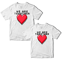 Комплект белых футболок для влюбленных с принтом "We Are Together. Мы вместе" Кавун ФП011791 S M