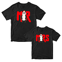 Комплект футболок черных для влюбленных с принтом "Pandas Mr. Mrs. Панды мистер миссис" Кавун ФП011800 S M