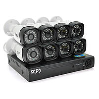 Комплект видеонаблюдения Outdoor 017-8-5MP Pipo (8 уличных камеры, кабеля, блок питания, видеорегистратор