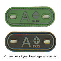 Шеврон резиновый на липучке P1G-Tac группа крови "Blood Type" (2 шт. в компл.)(Размер: AB (IV)