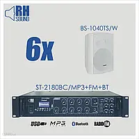 Rh Sound St-2180Bc/Mp3+Fm+Bt + 6X Bs-1040Ts/B - Nagłośnienie Naścienne