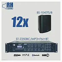 Rh Sound St-2250Bc/Mp3+Fm+Bt + 12X Bs-1040Ts/B - Nagłośnienie Naścienne