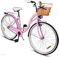 Велосипед Miejski MalTrack Citybike Dreamer 1-speed Pink 28" + Koszyk Biały