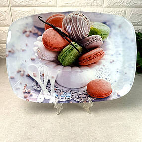 Прямокутне скляне блюдо Макаруни 29.5 * 21 см, фото 1