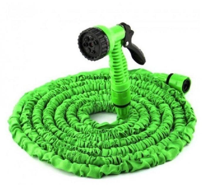 Гнучкий садовий шланг з розпилювачем 7 режимів роботи Мagic House Зелений 52.5 метрів, фото 1