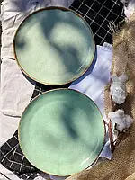 Тарелка круглая Фисташка коричневый лофт 24 см