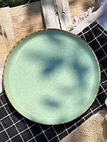 Тарелка Круглая с бортиком Фисташка коричневый лофт 25 см