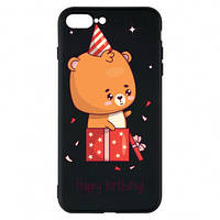 Чехол для iPhone 8 Plus Happy birthday! Медвежонок в колпаке в подарочной коробке