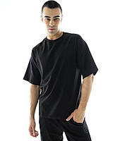 Мужской спортивный костюм-двойка "Кука" (футболка+штаны) двунитка петля Черный