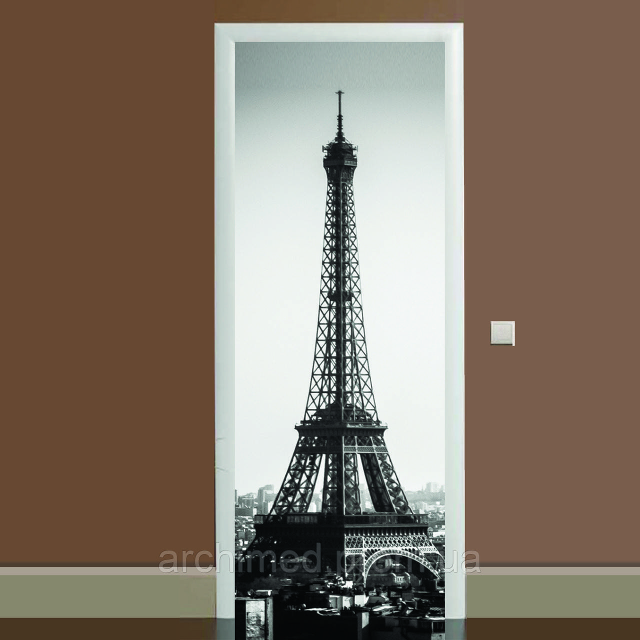 Наклейка на дверь Zatarga черно-белая Эйфелева башня 01 650х2000 мм (Z180049 dv) ON, код: 1804595 - фото 1 - id-p2143276648