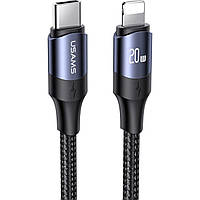 Кабель Usams US-SJ521 U71 Type-C to Lightning 20W PD Fast Charging & Data Cable 1.2m Black