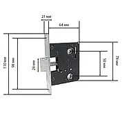 DF Врезные механизм замки для дверей под защёлку Hi-LUKE WC 50 mm