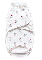 Пеленка кокон для новорожденных на липучке молочная байковая "I Love Dad, Mom" №54 0-6 мес.