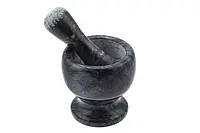 Каменная ступка с пестиком черного цвета 10,5*10*10,5 см