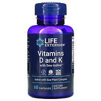 Life Extension Vitamins D and K with Sea-Iodine 60 капсул LEX-20406 PS