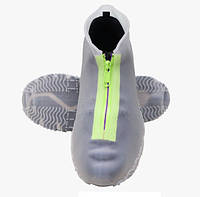 Дождевик чехол с молнией для обуви 11659 M 33-38 р белый с салатовым 11659 PS