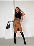 Спідниця шкіряна з поясом міді, фото 3