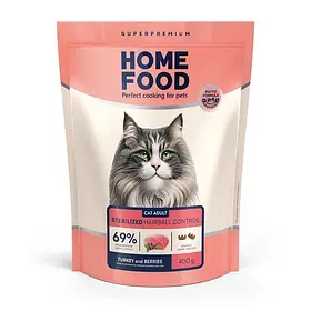 Home Food сухий корм для котів виведення шерсті з індичкою, качкою та куркою 0,2кг