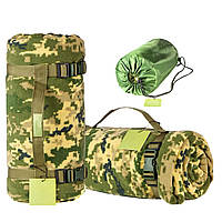 Тактичний флісовий плед 150х200см ковдра для військових із чохлом, килимок плед покривало. Колір: піксель