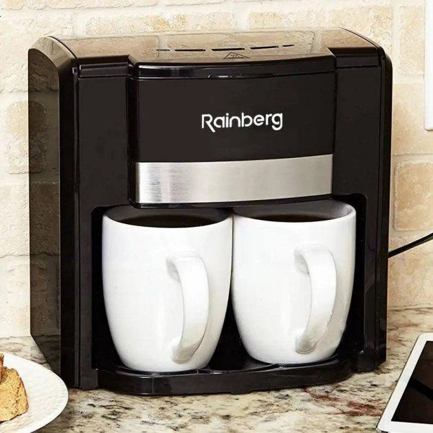 Кофеварка для дома Rainberg RB-613 Кофеварка на две чашки Мощная кофемашина 500 вт - фото 3 - id-p2143712277