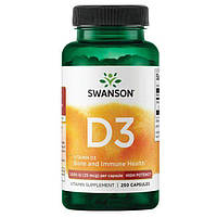Витамины и минералы Swanson Vitamin D3 1000 IU High Potency, 250 капсул CN14496 PS