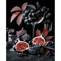 Набор для росписи по номерам Инжир и виноград Strateg на черном фоне размером 40х50 см