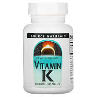 Витамины и минералы Source Naturals Vitamin K 500 mcg, 200 таблеток CN12566 PS