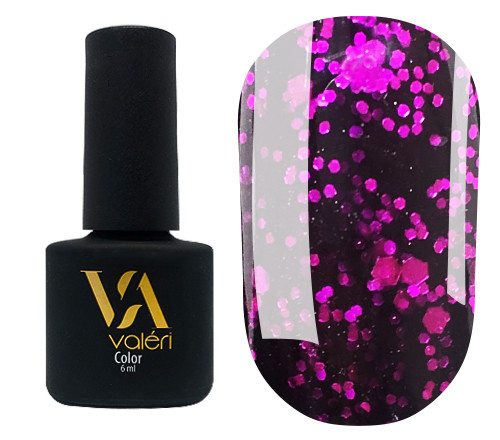 Гель-лак Valeri Color, 6 ml №117 чорний з рожевими блискітками