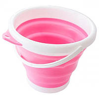 Ведро 5 литров туристическое складное Collapsible Bucket Розовое hd
