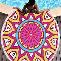 Круглое пляжное полотенце с бахромой Ø150см (23017) орнамент